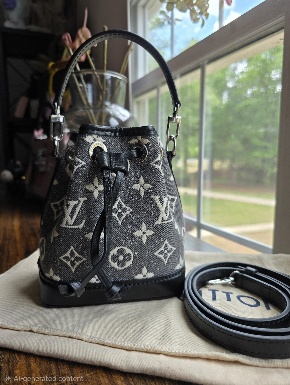 EUC Louis Vuitton Nano Noé in Monogram Jacquard Denim
